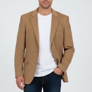 Stafford Essentials Tan Corduroy Blazer Sport Coat Mens Size 48 Long 3 Button